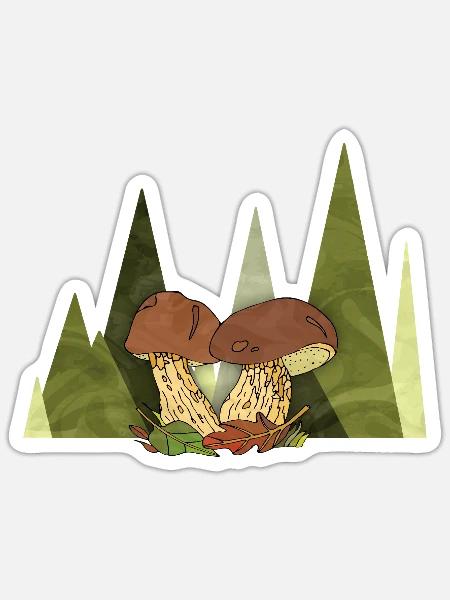 Pilze - Sticker Größe S (10 x 10 cm) - Mattweiß