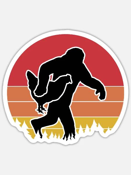 Bigfoot Huhn Retro - Sticker Größe S (10 x 10 cm) - Mattweiß