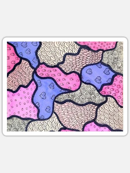 Rosa und lila Mosaik - Sticker Größe S (10 x 10 cm) - Mattweiß