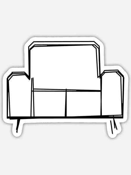 Sofa handgezeichnet - Sticker Größe S (10 x 10 cm) - Mattweiß