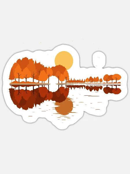 Akustikgitarre, Gitarre, Gitarrist, Musiker - Sticker Größe S (10 x 10 cm) - Mattweiß