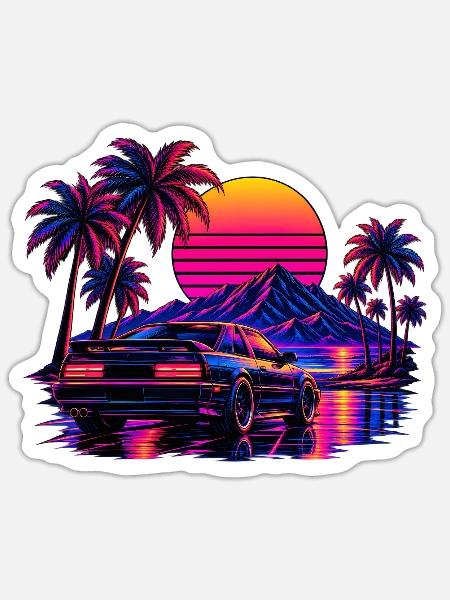 Klassischer 80er-Jahre-Retro-Wave-Stil - Sticker Größe S (10 x 10 cm) - Mattweiß