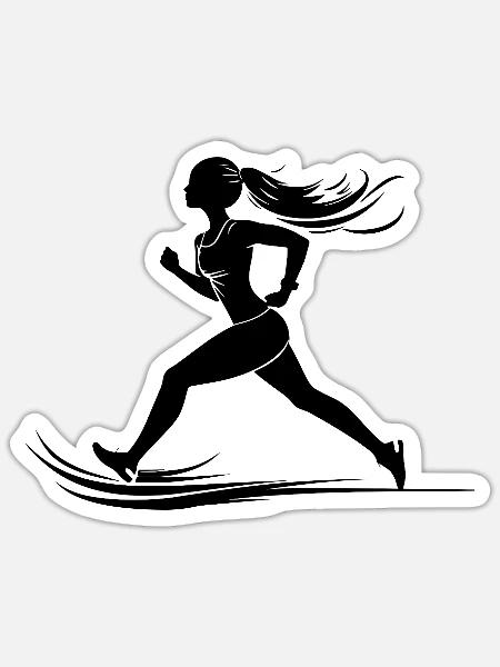 Läuferin Grafik - Sticker Größe S (10 x 10 cm) - Mattweiß