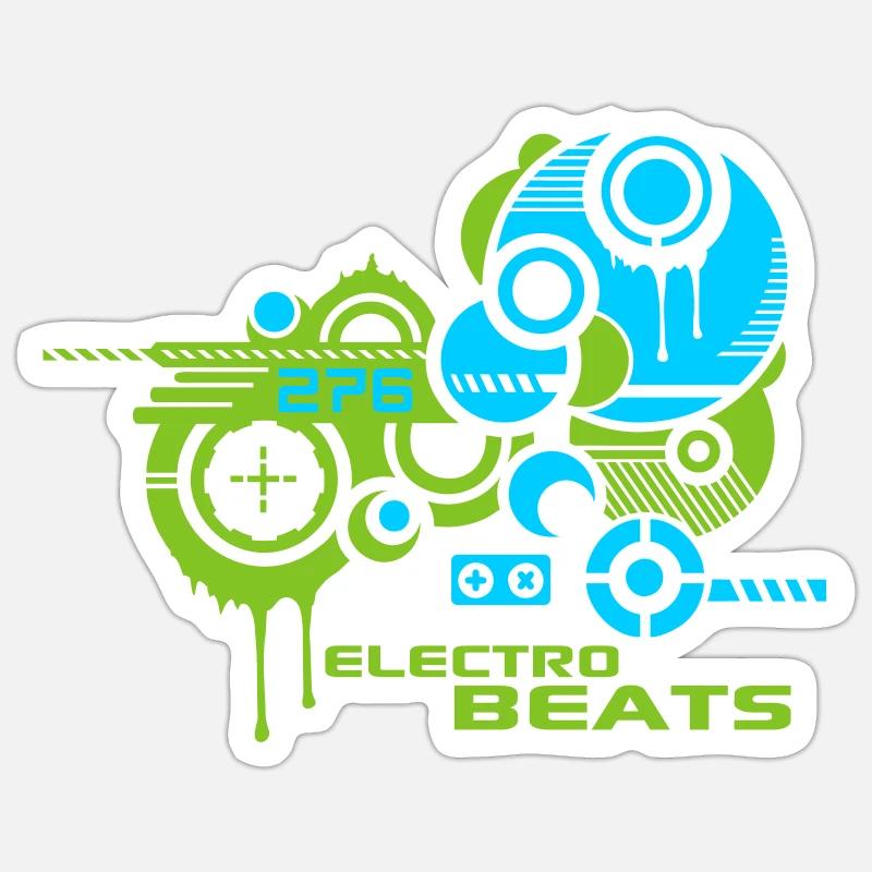 ELECTRO BEATS - Sticker size S (10 x 10 cm) - white matte