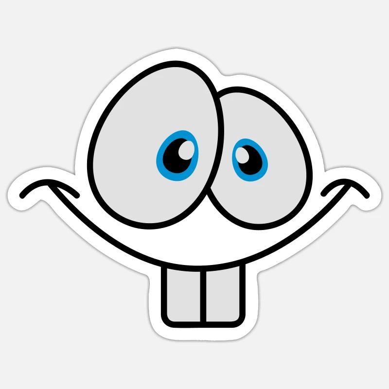 Grinning comic face with big bunny teeth Sticker size S (10 x 10 cm)