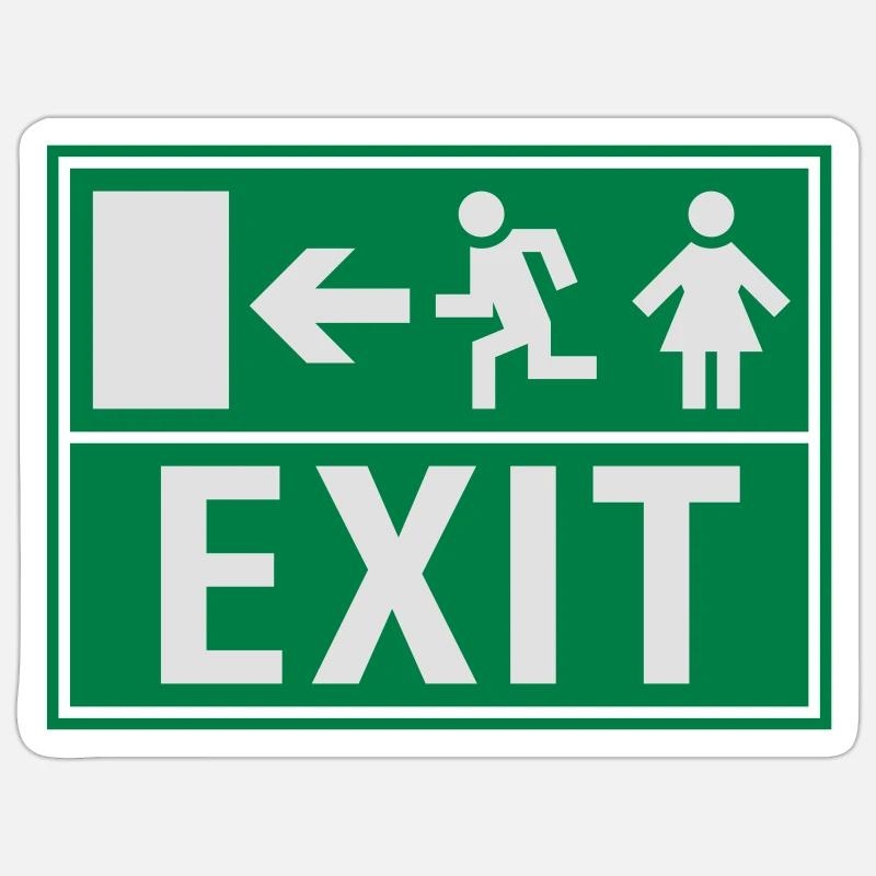 EXIT (FIRE EXIT) - Sticker taille S (10 x 10 cm) - blanc mat