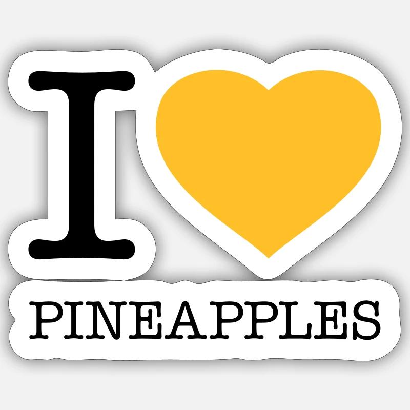 J’AIME LES ANANAS Ananas - Sticker taille S (10 x 10 cm) - blanc mat