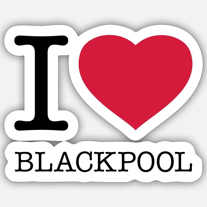 J’ADORE BLACKPOOL - Sticker taille S (10 x 10 cm) - blanc mat