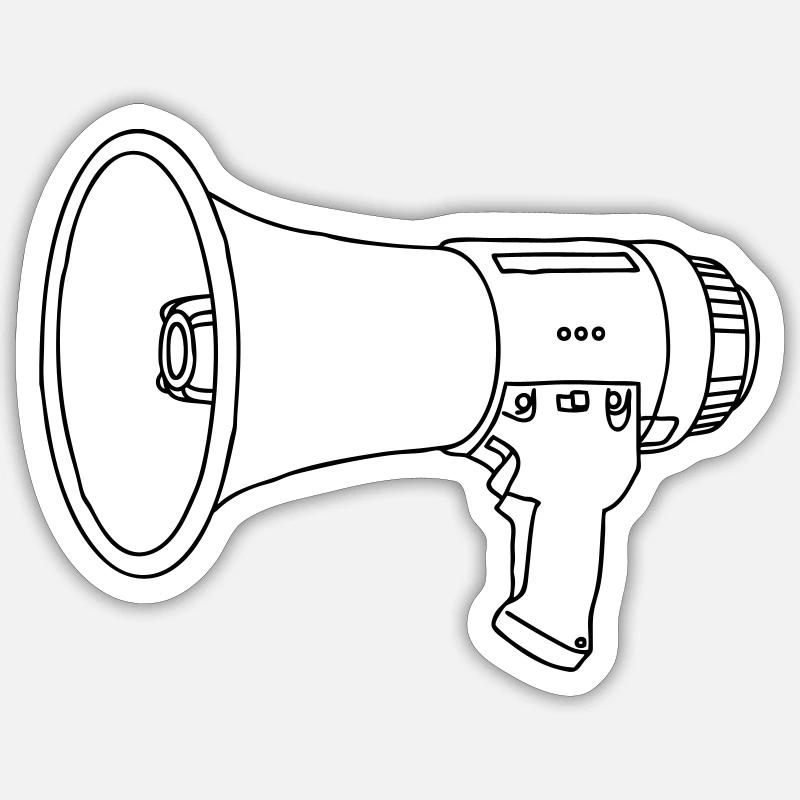 Mégaphone - Sticker taille S (10 x 10 cm) - blanc mat
