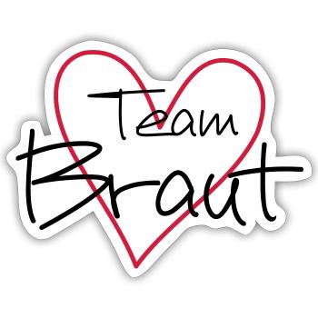 Team Braut Herz Party - Sticker Größe S (10 x 10 cm) - Mattweiß - Vorne