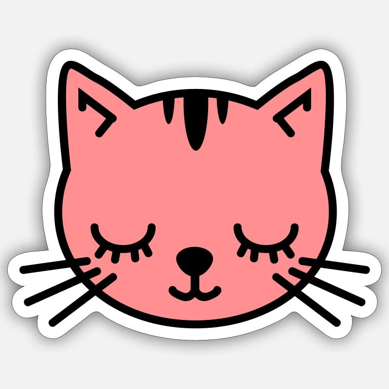 Cute Cat Face - Sticker Größe S (10 x 10 cm) - Mattweiß