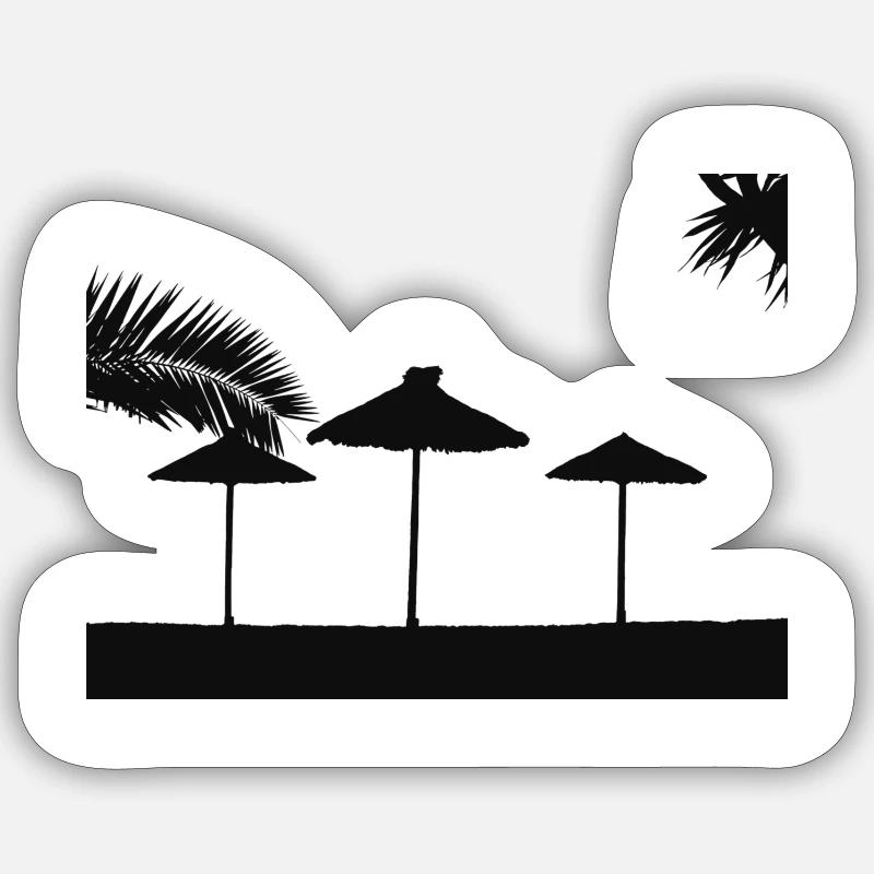 plage - Sticker taille S (10 x 10 cm) - blanc mat