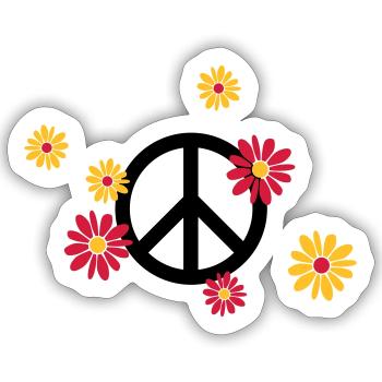 Peace Sign Flower Love flower power Valentine's Day - Sticker size S (10 x 10 cm) - white matte - Front