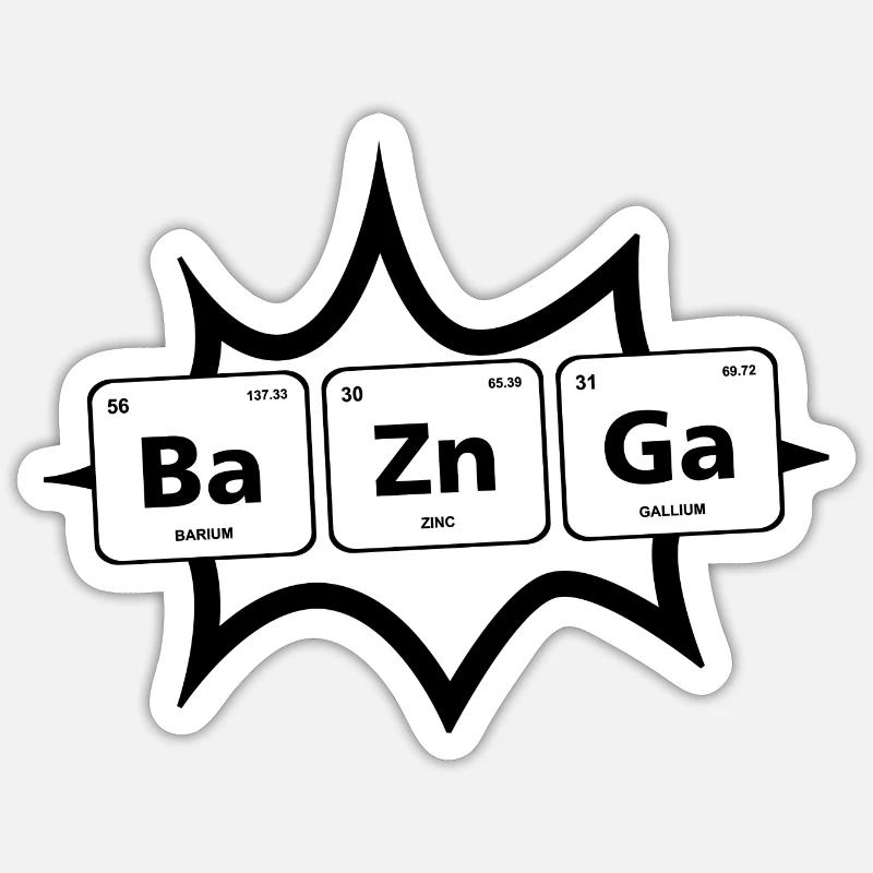 Ba Zn Ga Comic Periodic Table Element Genius Sticker size S (10 x 10 cm)
