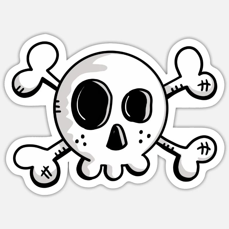 Small skull with crossed bones - Sticker size S (10 x 10 cm) - white matte