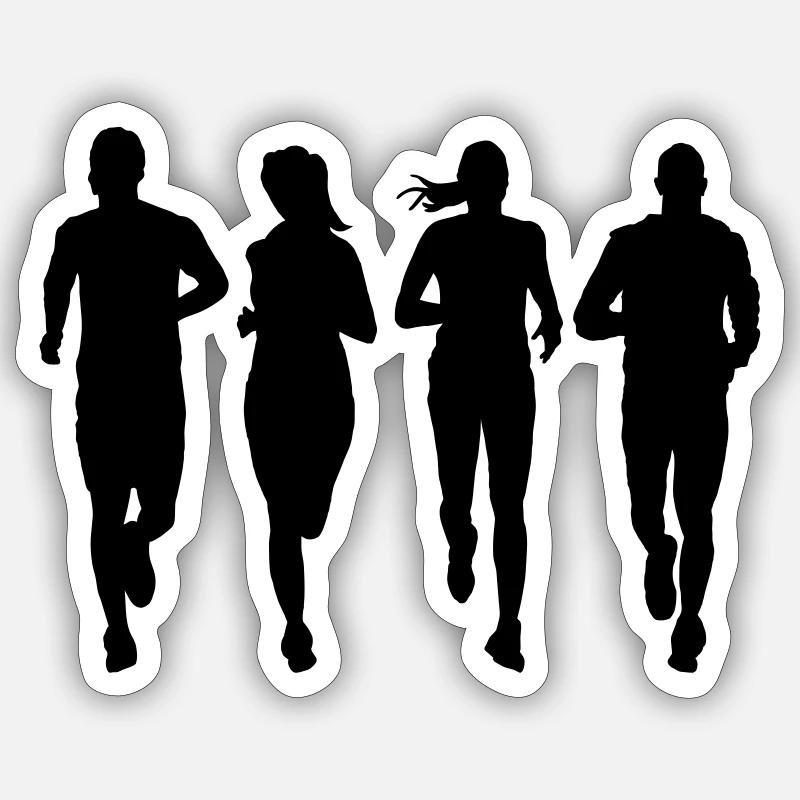 running couple group - Sticker size S (10 x 10 cm) - white matte