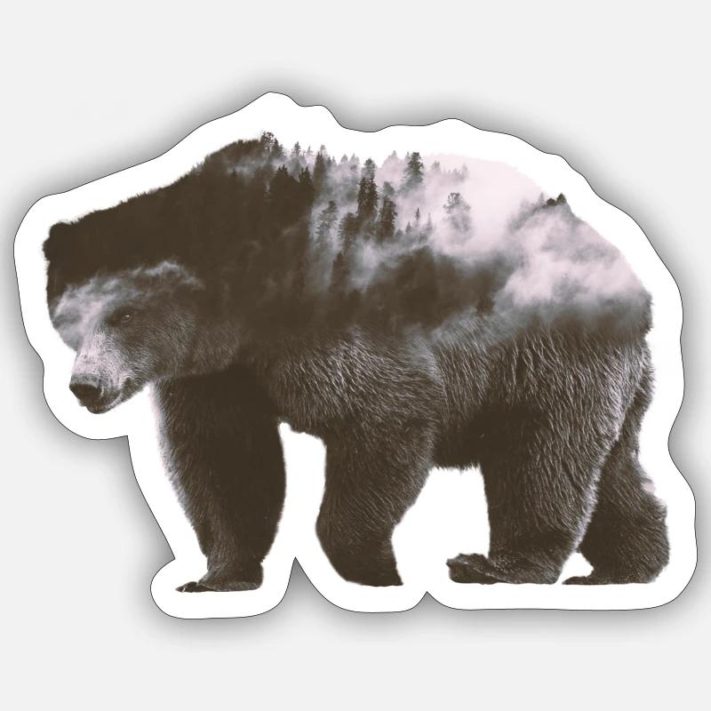 Ours - Sticker taille S (10 x 10 cm) - blanc mat