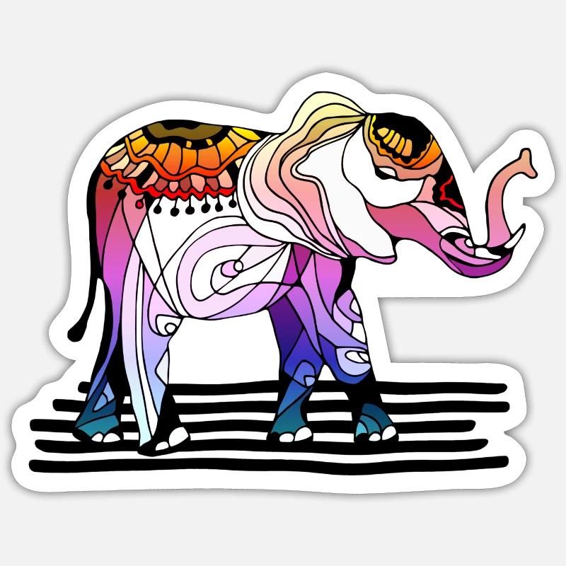 éléphant - Sticker taille S (10 x 10 cm) - blanc mat