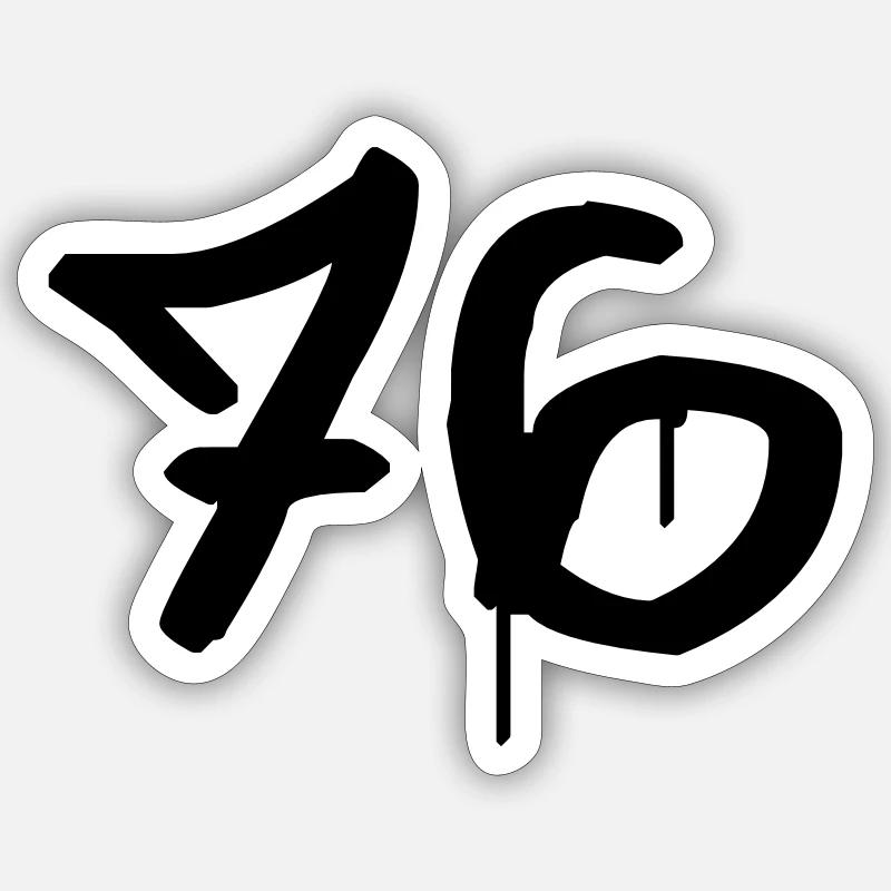 Graffiti : 76 - Sticker Größe S (10 x 10 cm) - Mattweiß