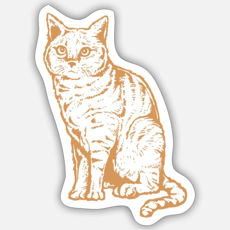 Chat - Sticker taille S (10 x 10 cm) - blanc mat
