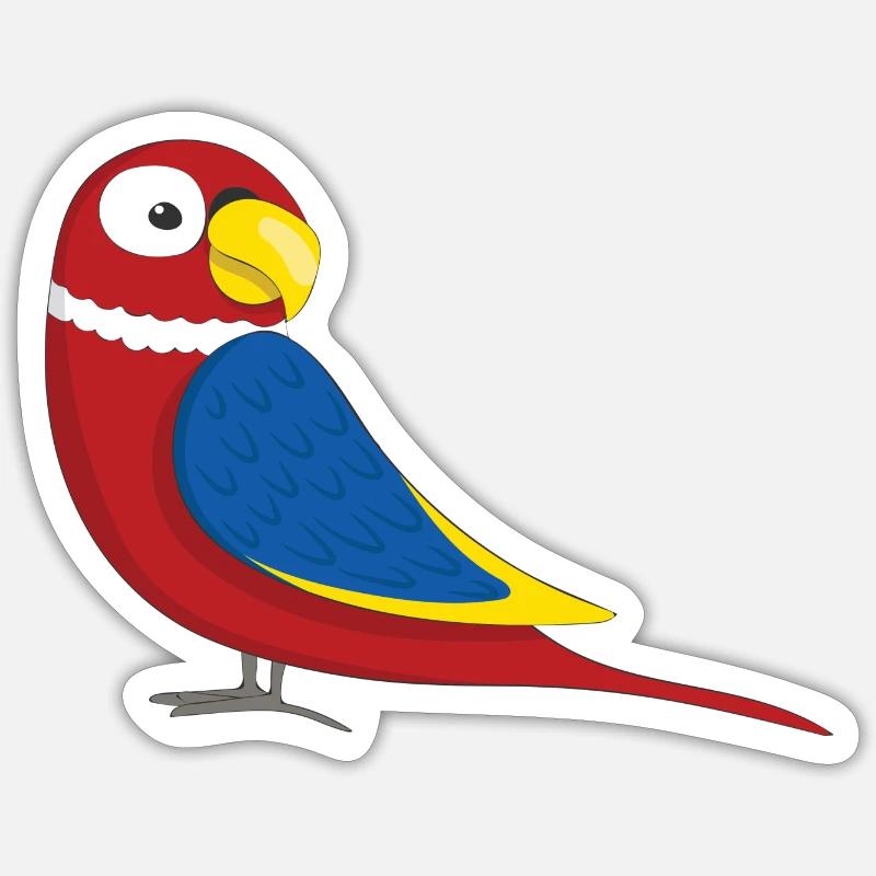 Papagei Bunt - Sticker Größe S (10 x 10 cm) - Mattweiß