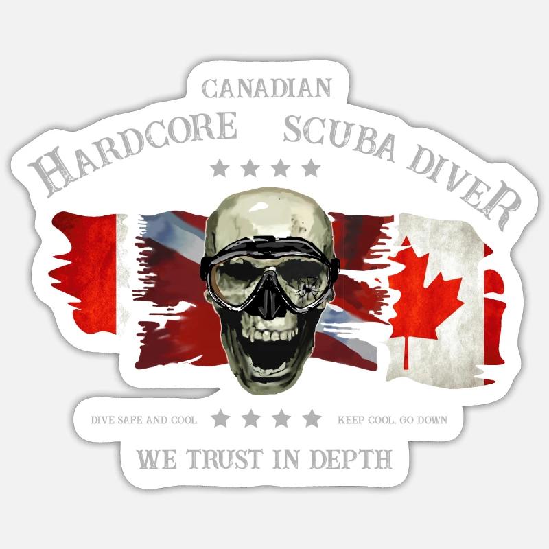 Diver Canadian Extreme Diver - Canada - Sticker taille S (10 x 10 cm) - blanc mat