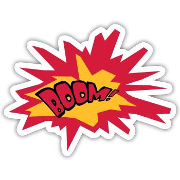 boom text feuer flamme heiss tnt dynamit explodier - Sticker Größe S (10 x 10 cm) - Mattweiß - Vorne