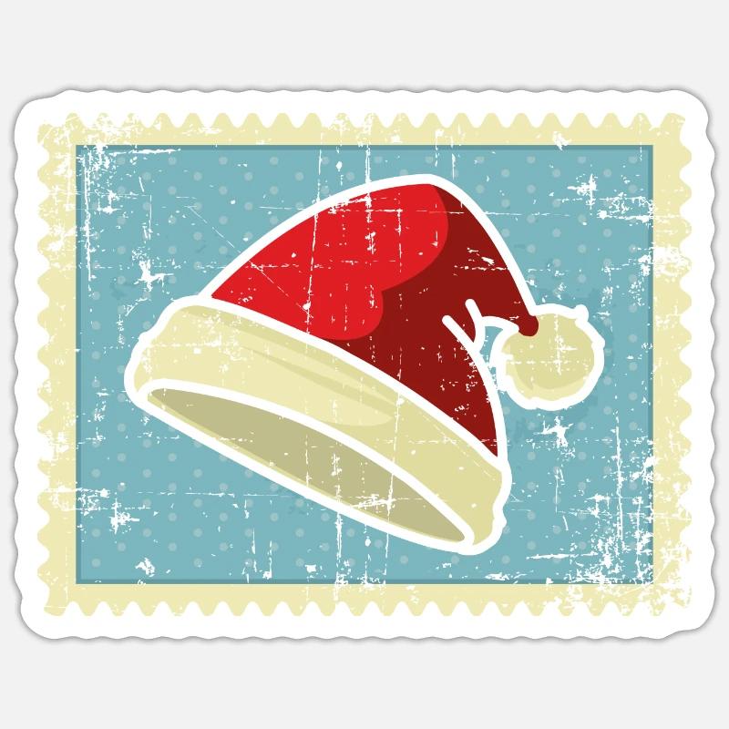 Weihnachtsmann Briefmarken - Sticker Größe S (10 x 10 cm) - Mattweiß