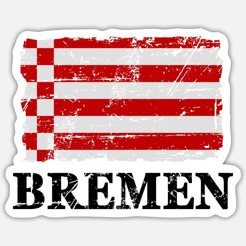 Drapeau bremen - Sticker taille S (10 x 10 cm) - blanc mat