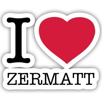 I LOVE ZERMATT - Sticker Größe S (10 x 10 cm) - Mattweiß - Vorne