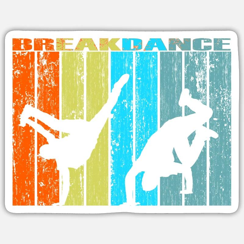 breakdance retro vintage Geschenk - Sticker Größe S (10 x 10 cm) - Mattweiß