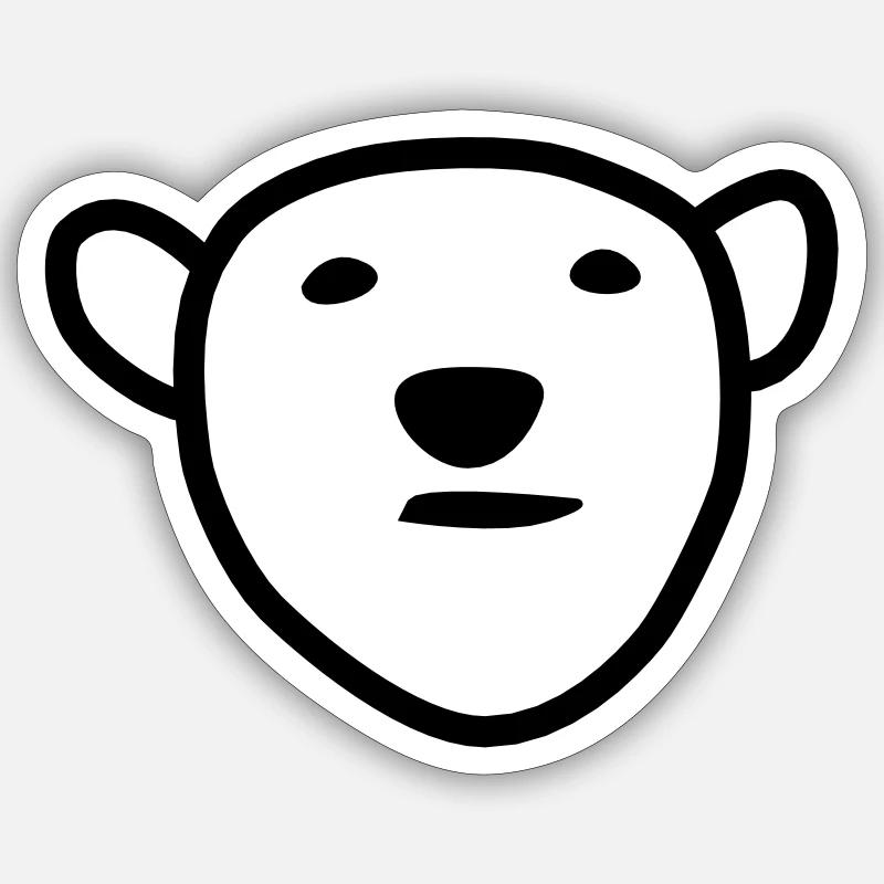 Eisbär Kopf - Sticker Größe S (10 x 10 cm) - Mattweiß