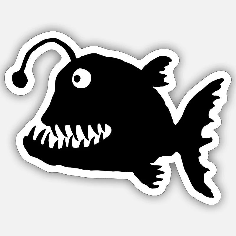 Tiefseefisch - Sticker Größe S (10 x 10 cm) - Mattweiß