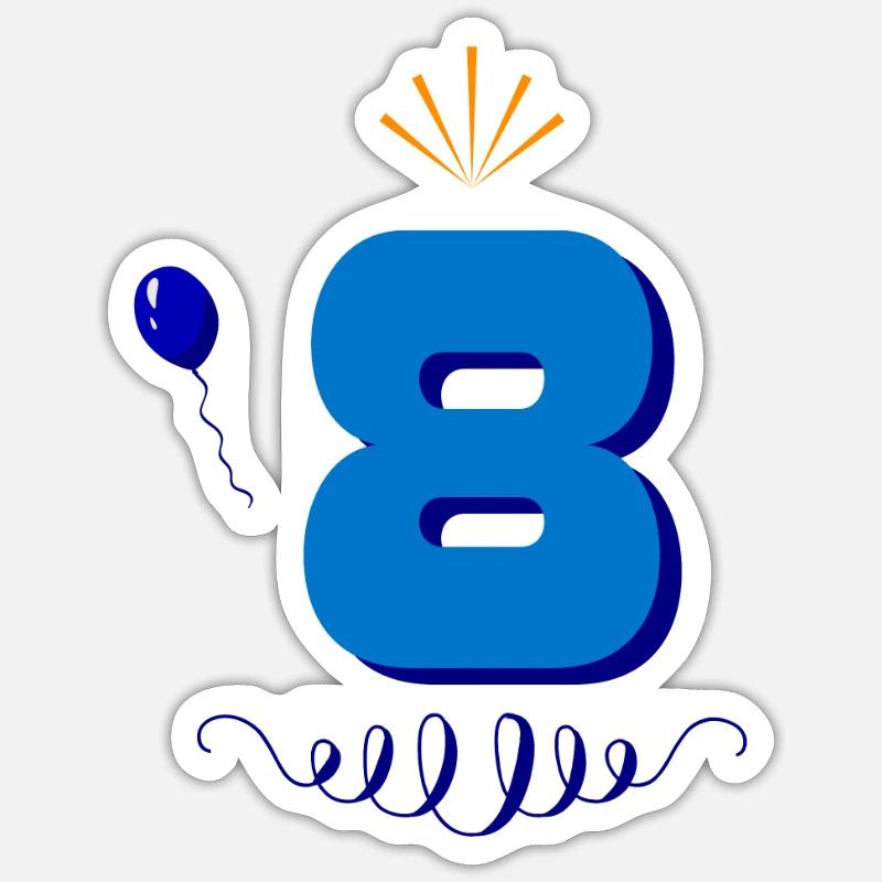 8. Geburtstag Junge - Sticker Größe S (10 x 10 cm) - Mattweiß