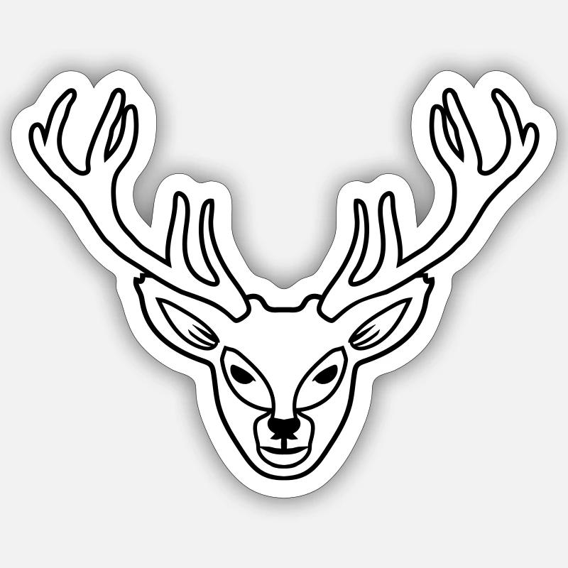bois mignon de cerf de mur de visage mignon - Sticker taille S (10 x 10 cm) - blanc mat