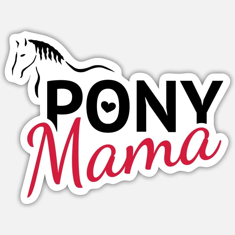 Ponymama Pony - Sticker taille S (10 x 10 cm) - blanc mat