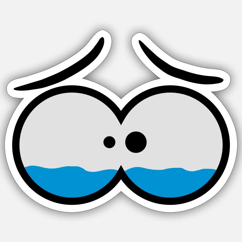Sad Crying Comic Eyes - Sticker taille S (10 x 10 cm) - blanc mat