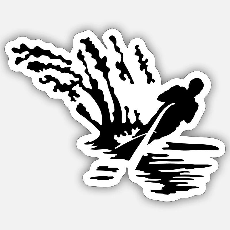 water ski - Sticker size S (10 x 10 cm) - white matte