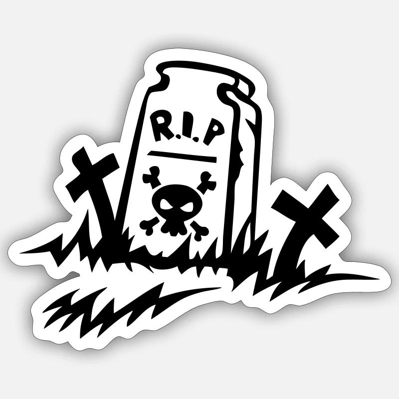 rip reste in peace tomb drawing Sticker size S (10 x 10 cm)