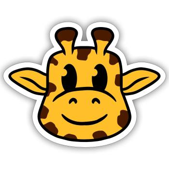 Lustige coole glückliche Giraffe Kopf Gesicht Tier - Sticker Größe S (10 x 10 cm) - Mattweiß - Vorne