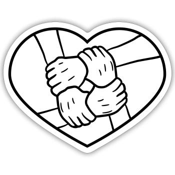 love heart symbol 4 friends holding hands team cre - Sticker size S (10 x 10 cm) - white matte - Front
