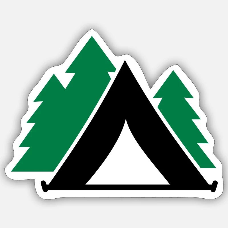 Tente - Sticker taille S (10 x 10 cm) - blanc mat