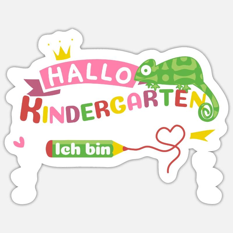Hello Kindergarten Chameleon for personalization Sticker size S (10 x 10 cm)