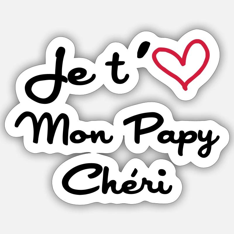Papy Chéri / Grand-Père / Naissance / Bébé - Sticker taille S (10 x 10 cm) - blanc mat