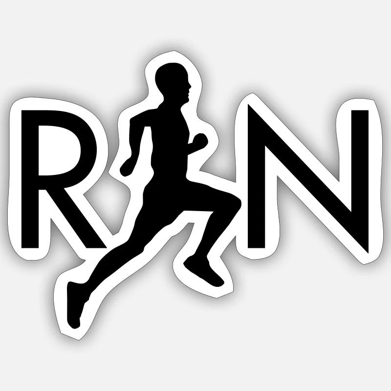 Run (Silhouette Runner) - Sticker Größe S (10 x 10 cm) - Mattweiß