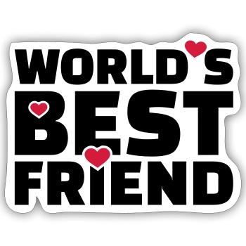 World's best friends - Sticker taille S (10 x 10 cm) - blanc mat - Devant