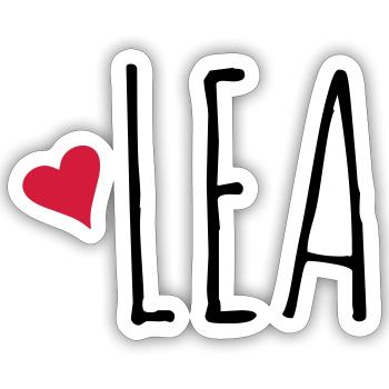 Coole Lea Geschenke mit Herz - Sticker Größe S (10 x 10 cm) - Mattweiß - Vorne
