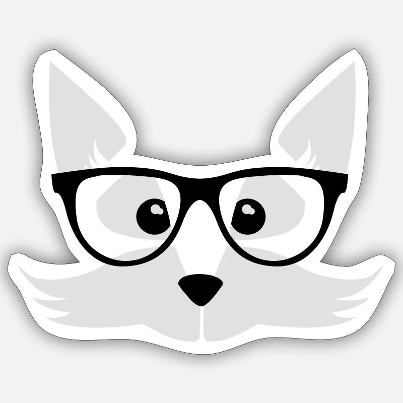 fox nerd - nerd with glasses - Fox forest - Sticker size S (10 x 10 cm) - white matte