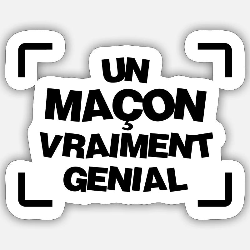 Maçon / Maçonnerie / Maconnerie / Macon - Sticker taille S (10 x 10 cm) - blanc mat