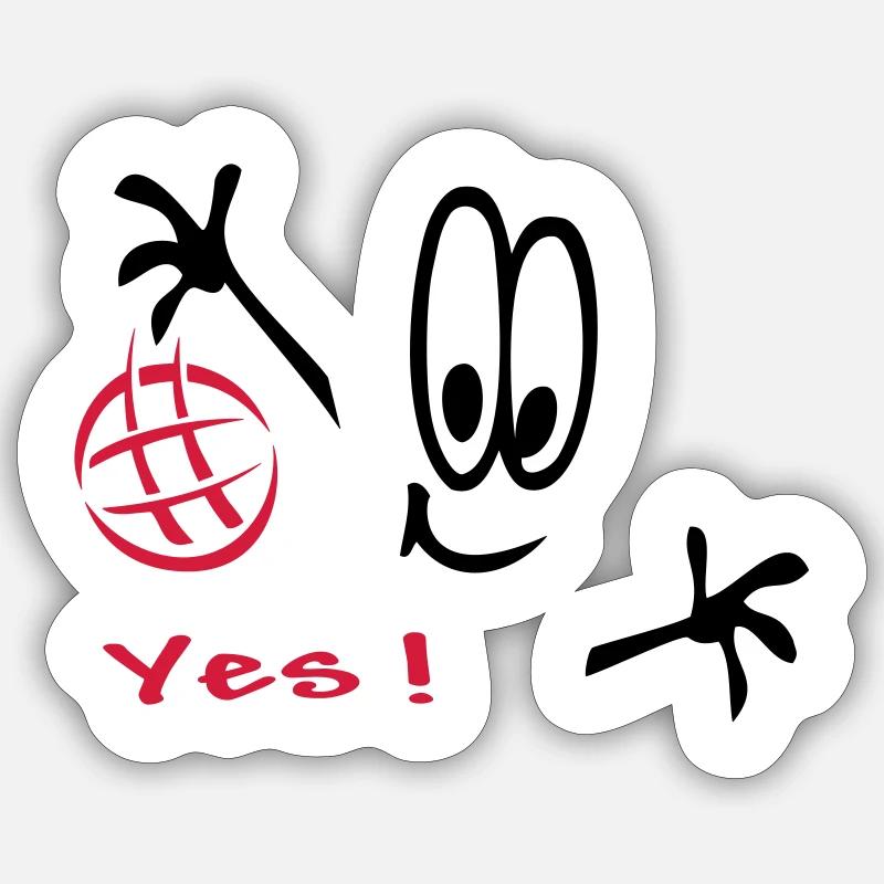 Handball, Comic, Sport - Sticker Größe S (10 x 10 cm) - Mattweiß